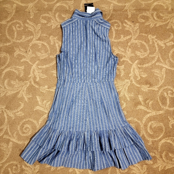 NWT Blue Pinstripe Sundress with Waist Tie - Picture 3 of 3